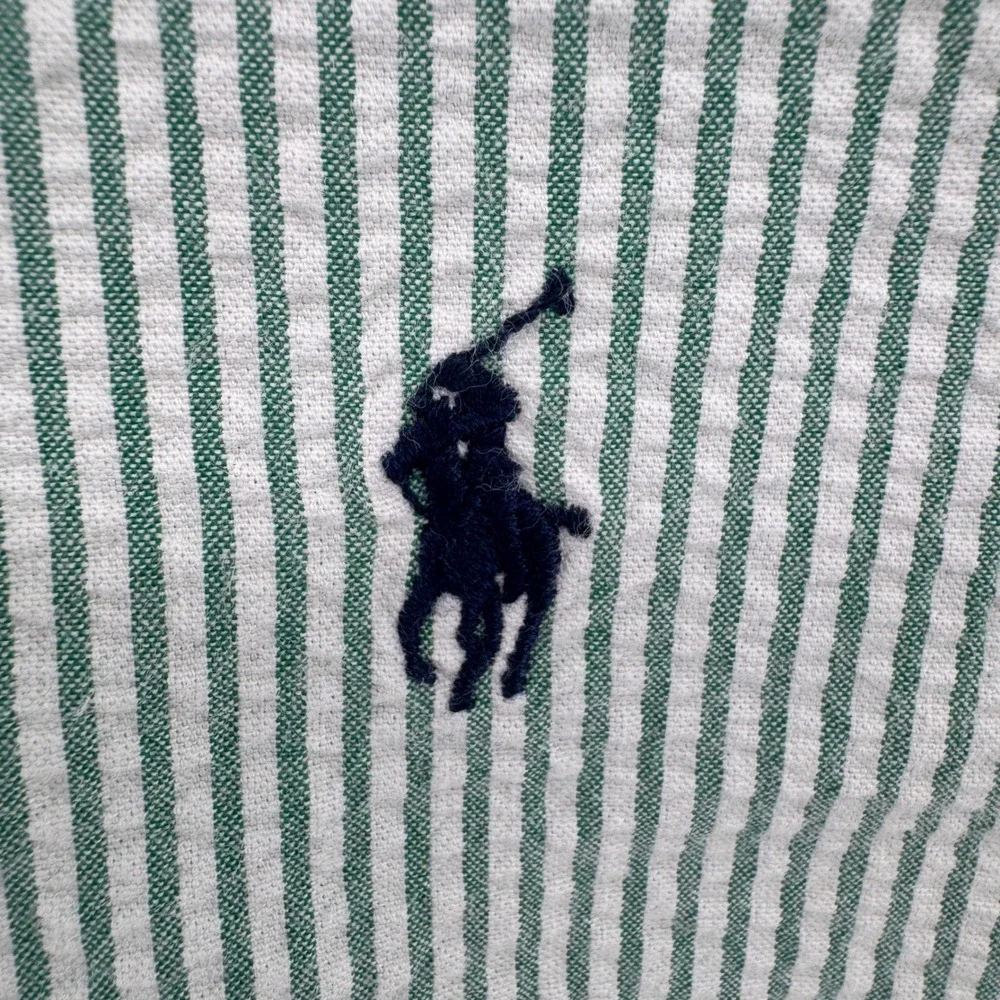 Polo Ralph Lauren Shirt mens Medium Blake Seersucker Striped Short Sleeve